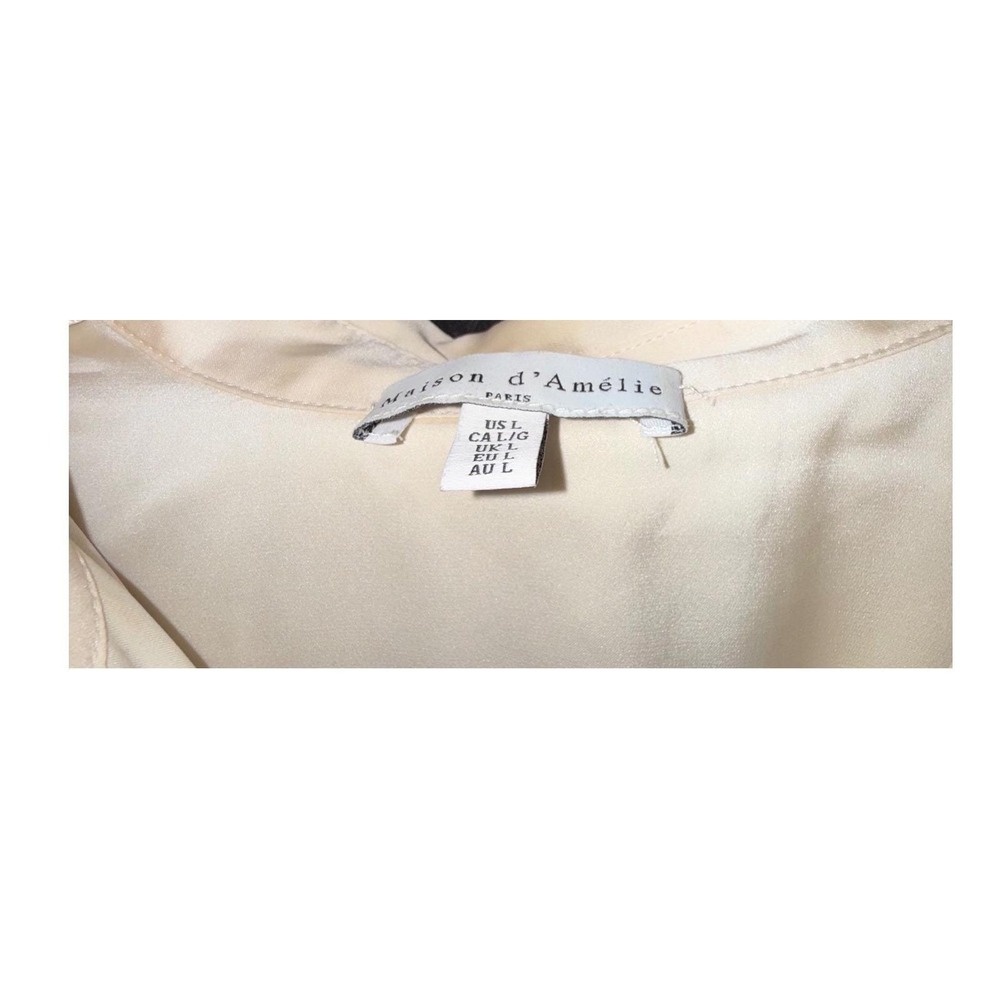 Women's Blouse Lot Size Large Maison d'Amélie Satin + Dokotoo Pink Ruffle Top - Picture 8 of 9